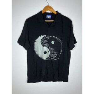 Coney Island Picnic Men's Small Black Yin Yang Button-Down Shirt